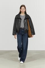 Massimo Dutti Кожаный бомбер, черный