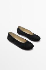 Massimo Dutti Мягкие замшевые балетки из козьей кожи, черный