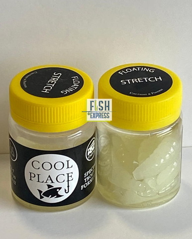 Форелевая силиконовая приманка COOL PLACE MAGGOT FLOATING STRETCH цвет СВЕТОНАКОПИТЕЛЬНЫЙ( зеленое свечение) плавающая 40 мм/ 10 шт в банке.