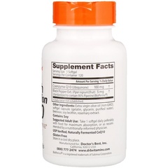 Doctor's Best, Коэнзим Q10 с высокой степенью всасывания с BioPerine, 100 мг, 120 мягких таблеток