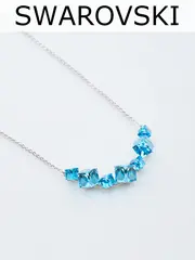 Колье дуга Мираж с голубыми кристаллами Swarovski