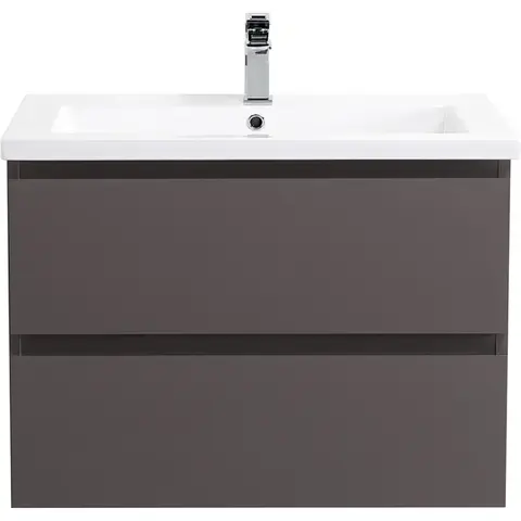 BelBagno KRAFT-750-2C-SO-GSO База под раковину подвесная с фрезерованными ручками по всей длине фасада с двумя выкатн. ящ., Темно-Серый Мат.,750x455x500