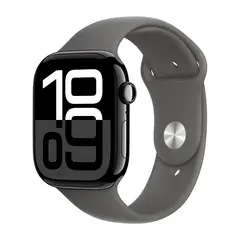 Умные часы Apple Watch Series 10 GPS, 46mm, Jet Black Aluminium Case with Sport Band M/L, Stone Gray (Черный)