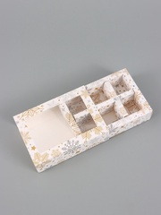 Коробка под 6 конфет новогодняя «Фигурные снежинки», 13.5×9.5×3.5 см