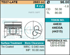 Поршень двигателя TEIKIN 44630 STD (4шт/упак)