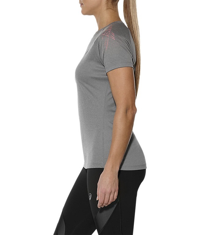 ASICS STRIPE SS TOP женская спортивная футболка серая - 3