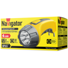 Фонарь Navigator 94 953 NPT-CP05-ACCU Пласт. 22LED  прям. зар-ка, акк.4В, 900мАч