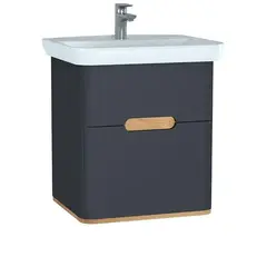 Vitra Sento 60834 Шкаф с раковиной, с 2 ящиками, 65 см, с LED подсветкой, цвет матовый антрацит (ножки 61069 заказываются отдельно) фото