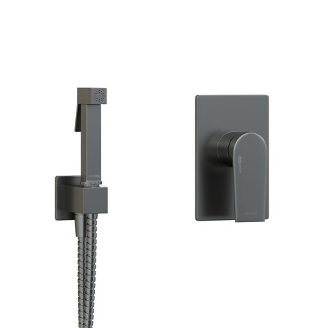 WasserKRAFT A8451.186.239.215 Встраиваемый комплект для биде со шлангом, цвет: воронёная сталь