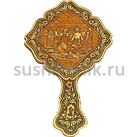Зеркальце квадратное на ручке (береста) - 9