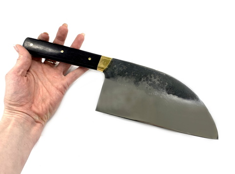 Сербская тяпка кухонная, сталь N690, рукоять граб