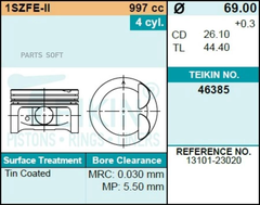 Поршень двигателя TEIKIN 46385 0.50 (4шт/упак)