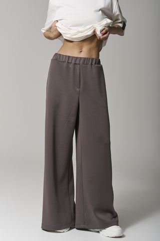 Брюки трикотажные wide leg коричневые