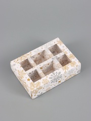 Коробка под 6 конфет новогодняя «Фигурные снежинки», 13.5×9.5×3.5 см
