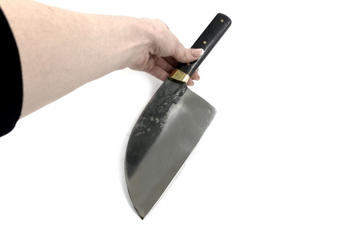 Сербская тяпка кухонная, сталь N690, рукоять граб