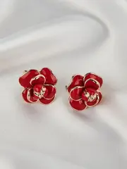 Серьги Камея с красной эмалью в позолоте