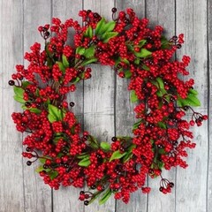 Ягоды на ветке, КРАСНЫЕ, веточка 12 см , набор 10 шт.