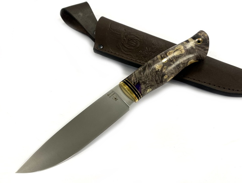 Нож Ладья, Bohler N690, карельская берёза, цвет коричневый