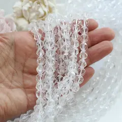 Горный хрусталь, граненые бусины, 8 мм, нить, К013