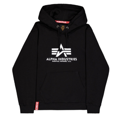 Толстовка Alpha Industries Basic Big Logo Hoodie Black (Черная)
