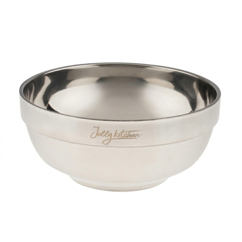 Миска Jolly Kitchen нержавеющая сталь, двойные стенки матовый/глянец, 15 см, 0,6 л