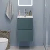 BelBagno UNO-MINI-400-2C-SO-AO База под раковину подвесная с фрезерованными ручками по всей длине фасада с двумя выкатн. ящ., Голубой Мат.,400x395x608