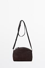 Massimo Dutti Сумка через плечо из замшевой кожи, шоколадно-коричневый