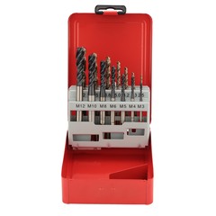Набор метчиков машинных M3 -M12 HSSE-TiALN DIN371/376 (C/2,5P, R45, + сверла) 14пр H-Tools 245052FHT
