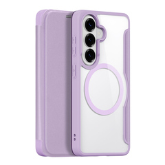 Чехол книжка фиолетового розового цвета с MagSafe для Samsung Galaxy S26, серия Skin X Pro Series от Dux Ducis