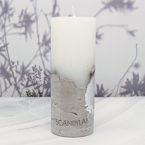 Интерьерная свеча 6х18см SCANDYLAB Beton Candle (белая) SICB-6-18-W