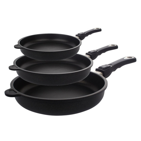 Комплект из 3 сковород AMT Frying Pans (высотой 5см) со съемной ручкой