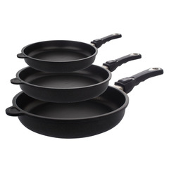 Комплект из 3 сковород AMT Frying Pans (высотой 5см) со съемной ручкой