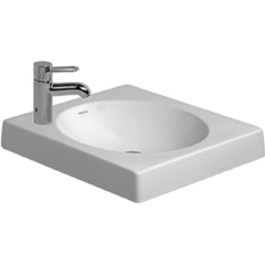 Duravit Architec 320500009 Раковина шлифованный вариант, без перелива, с плоскостью под смес., включая крепление, с 1 отв. под смес. слева, 500x500мм, цвет: бел фото
