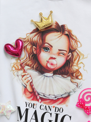 Футболка BUBBLE GUM PRINCESS с 4-я липучками: КОРОНА, БАНТИК, ЛЕДЕНЕЦ, СЕРДЦЕ или ЗВЕЗДОЧКА.