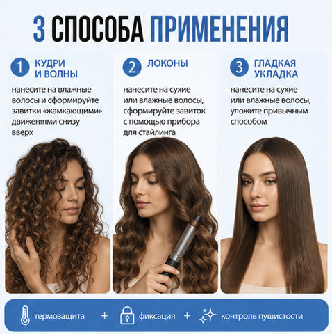 Крем-фиксатор устранение пушистости термозащита+антистатик 100 мл La Belle STYLING — фото 4