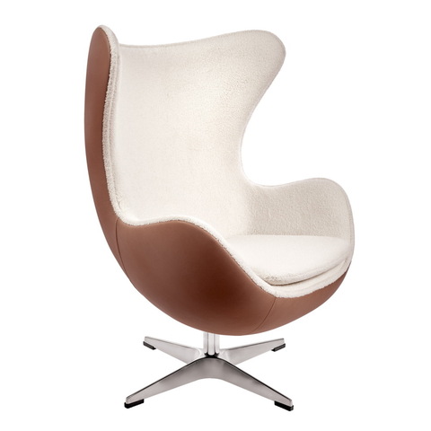 Фото: Кресло EGG STYLE CHAIR коричневый, экокожа - основной вид