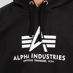 Толстовка Alpha Industries Basic Big Logo Hoodie Black (Черная)