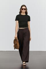 Massimo Dutti Джинсы-бананы с защипами, коричневый