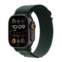 Apple Watch Ultra 2 (2024) 49mm Black Titanium Case with Dark Green Alpine Loop S