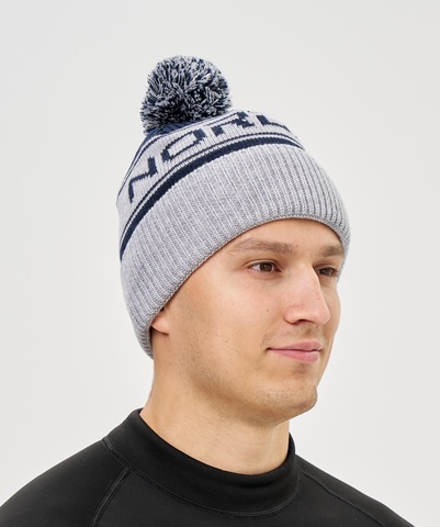 Лыжная шапка c шерстью Nordski Blizzard dark blue-grey