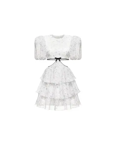 Кайли мини (Kylie mini), платье мини из молочного шифона с цветочным принтом