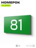 Табличка с номером 81 на дверь квартиры, для офиса, кабинета, аудитории, склада, зеленая 120х70 мм, Айдентика Технолоджи
