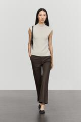 Massimo Dutti Укороченные прорезиненные брюки клеш, коричневый