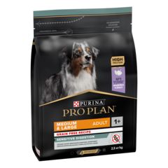 Pro Plan GrainFree сухой корм для взрослых собак чувствительное пищеварение (индейка) 2,5 кг