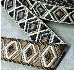Лента ременная стропа, ш. 3,8 см, чёрный/коричневый