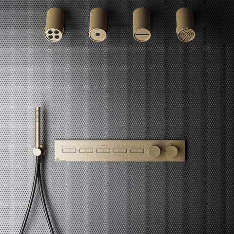 Gessi Hi-Fi 63018#726 Термостат для душа, с включением до 5 источников одновременно (внешняя часть), цвет: Warm Steel Br. PVD