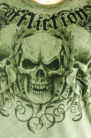 Affliction | Футболка мужская двусторонняя Sunny Garcia Revolution Tee Green Signature Series A1116G принт спереди