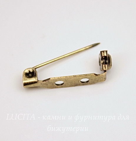Основа для броши с замочком 21х5 мм (цвет - античная бронза)