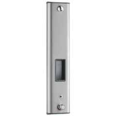 Delabie 792404 Терм. душ. панель SECURITHERM, нерж.ст., верх.подвод, батарея  6V + подставка для мыла фото
