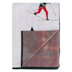 Плед из хлопка с новогодним рисунком let's ski из коллекции new year essential, 130x180 см